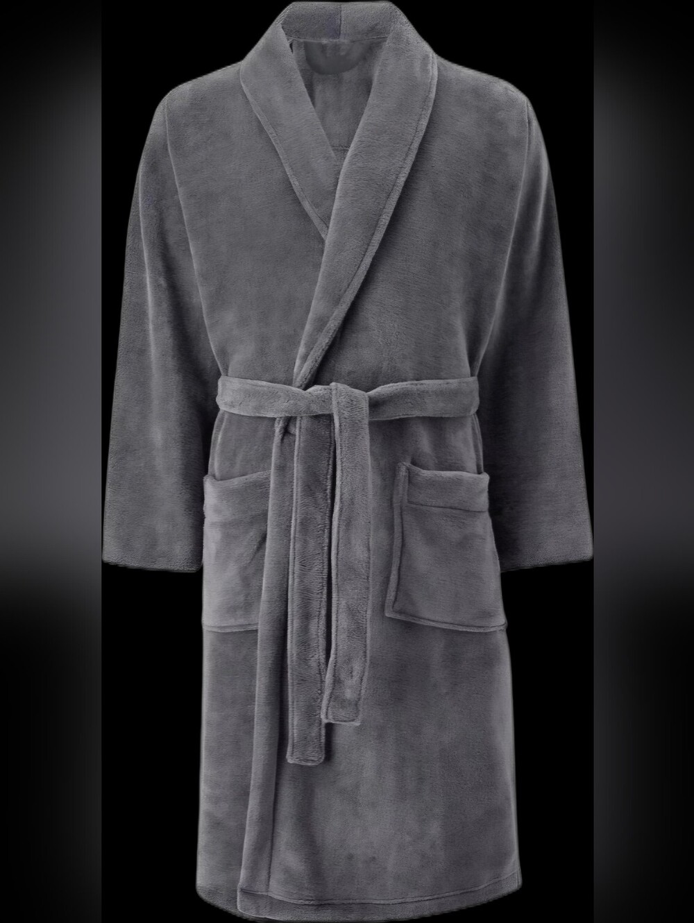 Bella Russo Plush Gray Bathrobe with Belt and Pockets